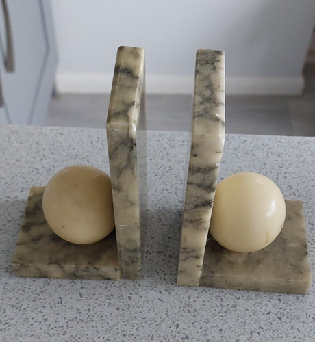 Vintage marble bookends art - marble,