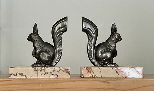 Pair vintage art deco squirrel - art,