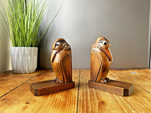 Pair art deco carved - of,