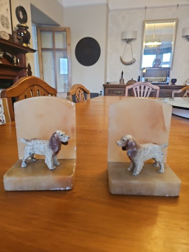 Vintage spaniel dog bookends - vintage,