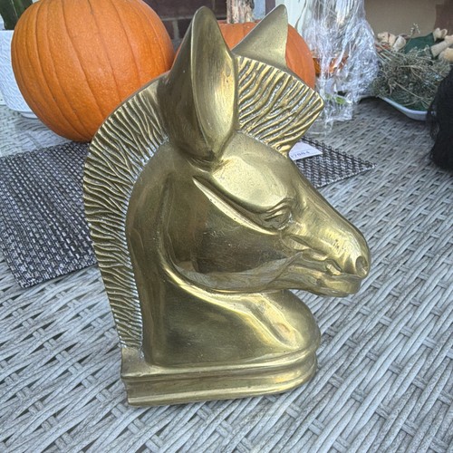 Brass horse head book ends - book,
