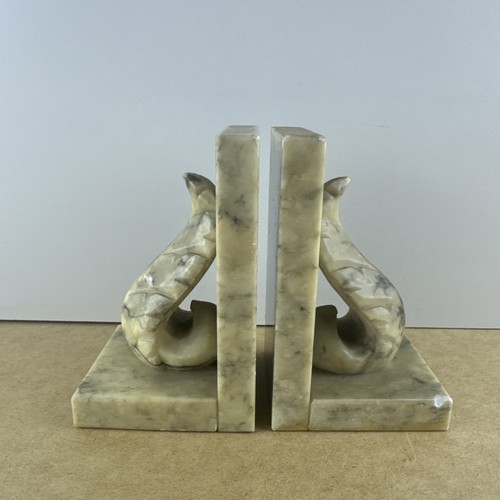 Vintage marble bookends pair - bookends,