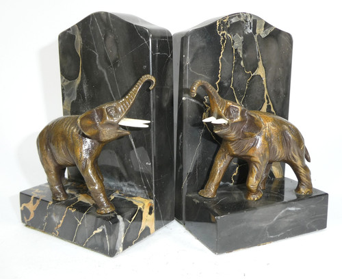 Art deco bronze bookends - art,