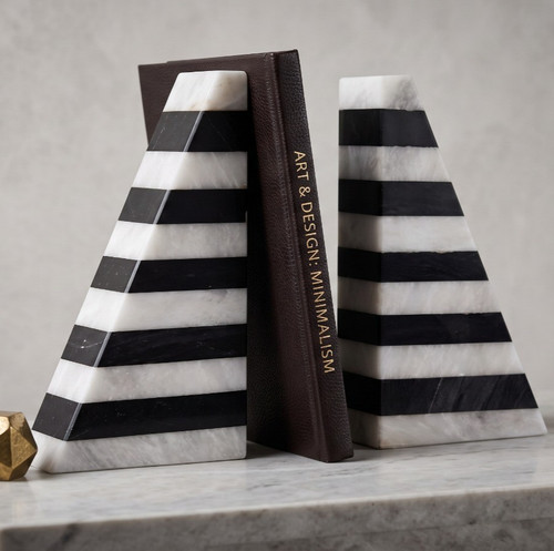 Striped marble bookends art - striped,